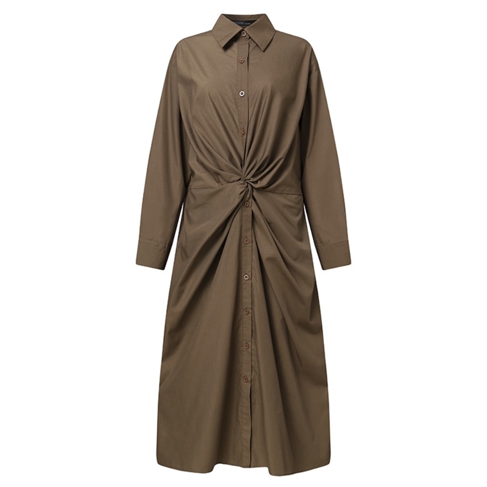 NWT Zanzea Front Knot Long Sleeve Shirtdress